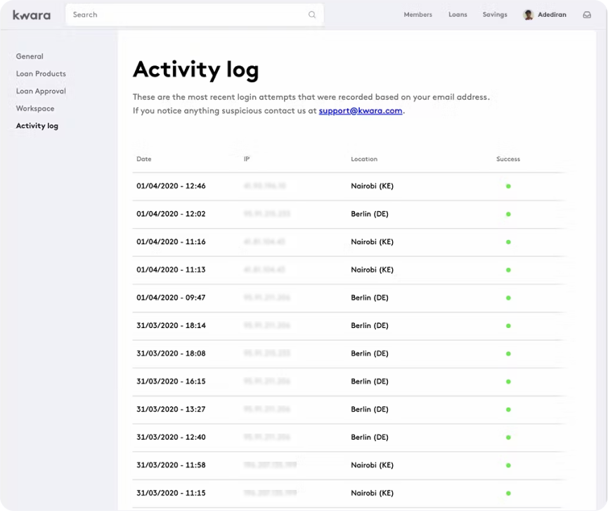 Kwara Activity Log